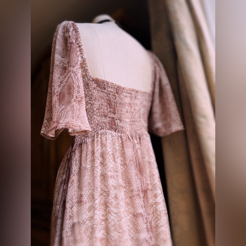 Anthropology Maeve Snake Print Tiered Midi Dress Boho NWT 178.00 Size M - Picture 9 of 10